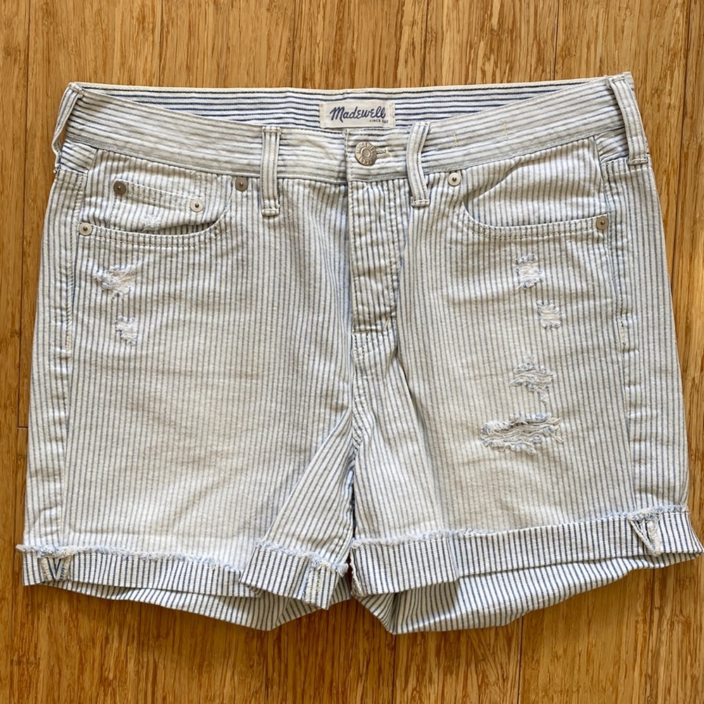 Madewell Railroad Stipe Denim Shorts, Women’s Size 28